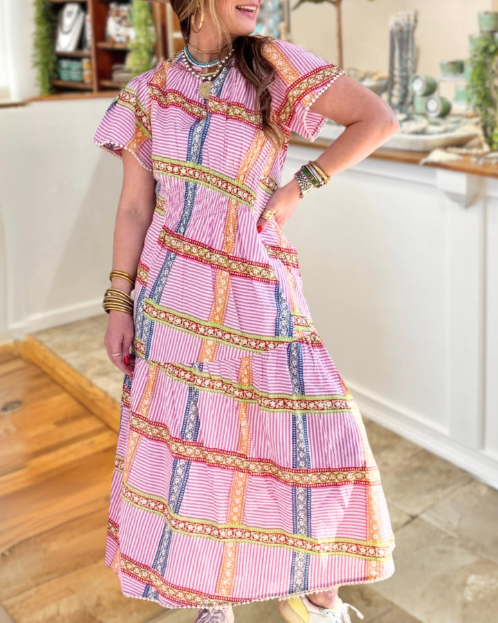Wynn | Twisted Print Striped Maxi Dress