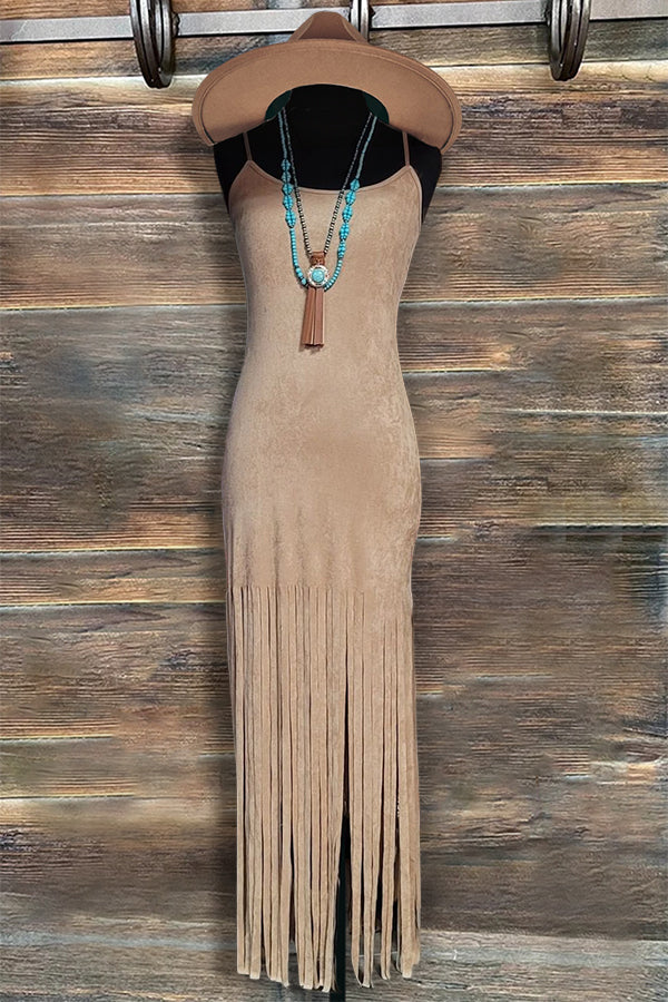 Princess | Suede Fringed Midi Dress