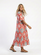 Zakia | Paisley-Print V-Neck Short-Sleeve Midi Dress