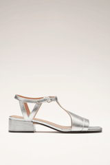 Halliwell | Silver Wide Heel Sandals
