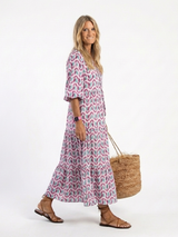 Yolanda | Geometric Print Tiered Midi Dress