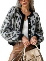 Vivienne | Bold Leopard Print Button Cardigan