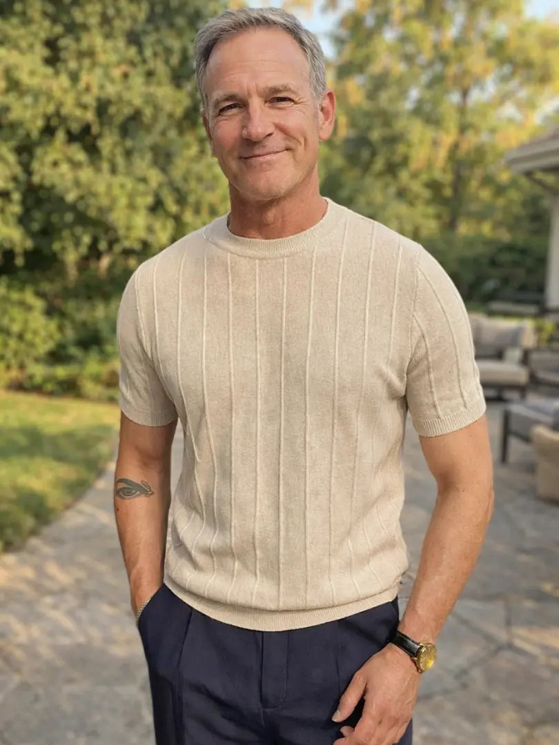 Keith | Ribbed Linen-Cotton Tee