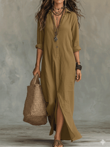 Hensley | Bohemian Button-Front Maxi Dress