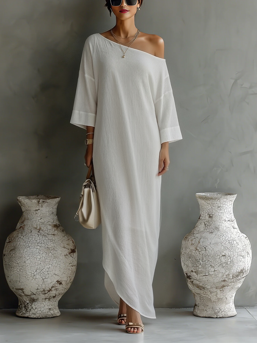 Norene | One-Shoulder Draped Midi Dress