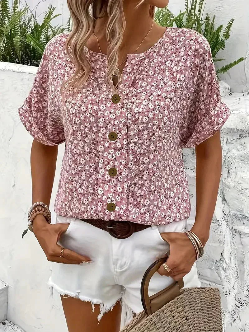 Xia | Wildflower Notch Blouse
