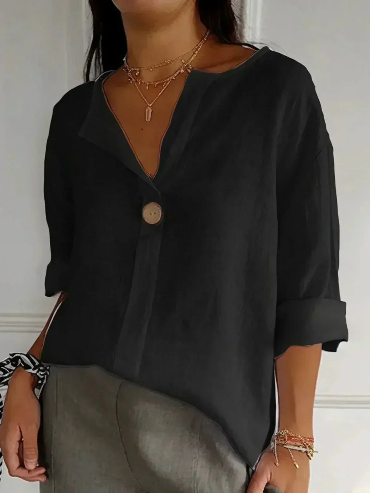 Hulda | Relaxed Linen V-Neck Top
