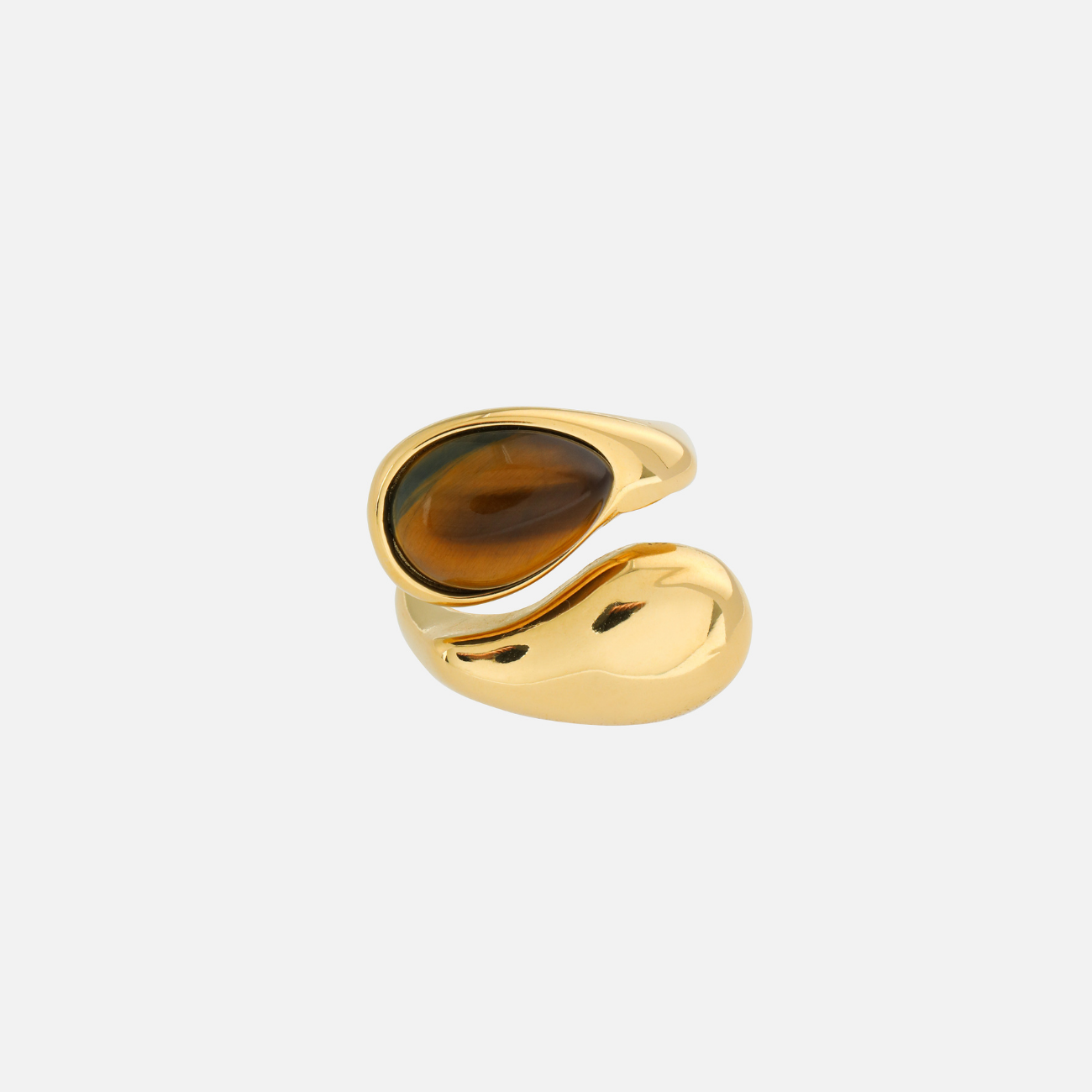 Niamh | Sculptural Gold Ring with Tiger Eye