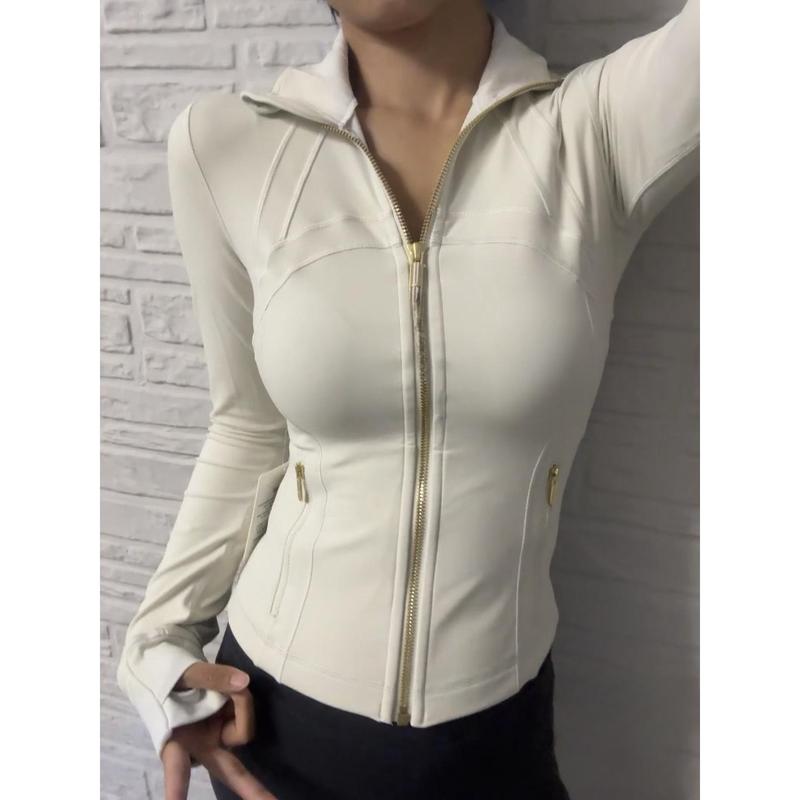 Celeste | Solid Zip-Up Active Collar Jacket