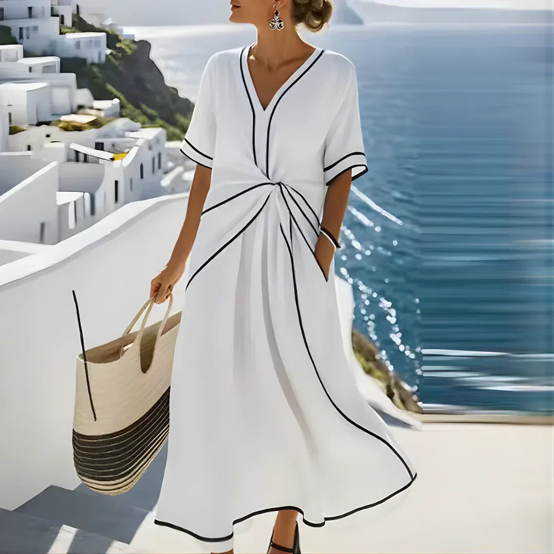 Kylie | Draped Waist V-Neck Dress