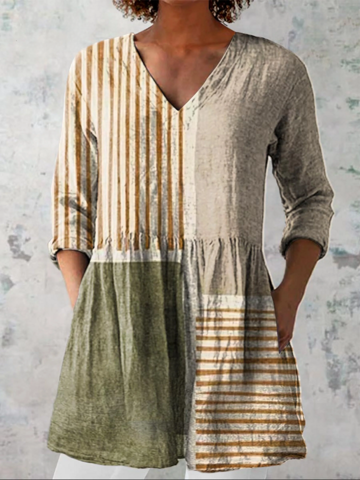 Valentine | Long V-Neck Flowy Blouse