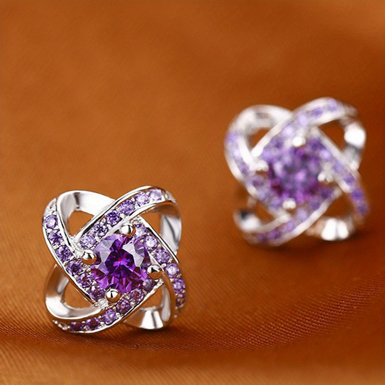 Whitney | Purple Clover Statement Earrings