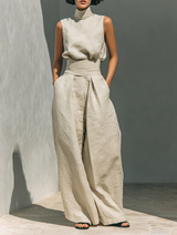 Ireland | High-Neck Linen Top & Trousers