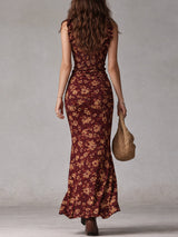 Vesna | Boho Midi Dress with Ruffle Sleeves