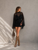 Connie | High-Neck Mesh Mini Dress