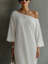 Norene | One-Shoulder Draped Midi Dress