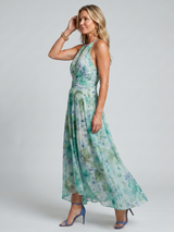 Abby | Pleated Floral Halter Midi Dress