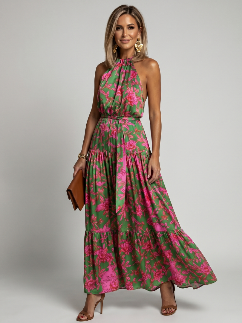 Elmyra | Draped Halter Midi Dress