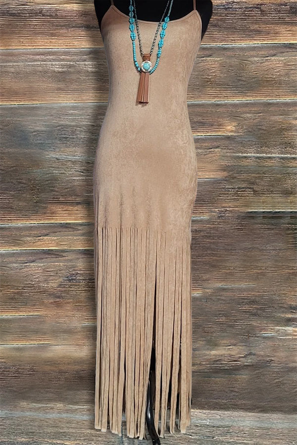 Princess | Suede Fringed Midi Dress