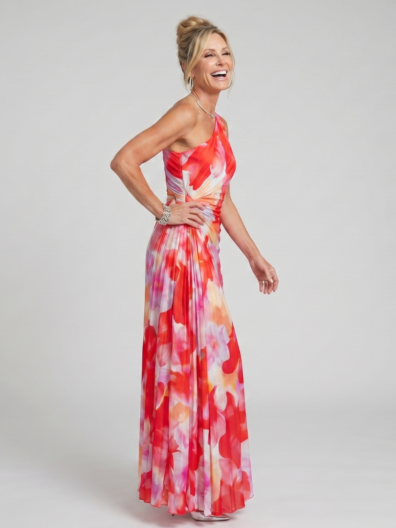 Marcella | One-Shoulder Pleated Midi Dress