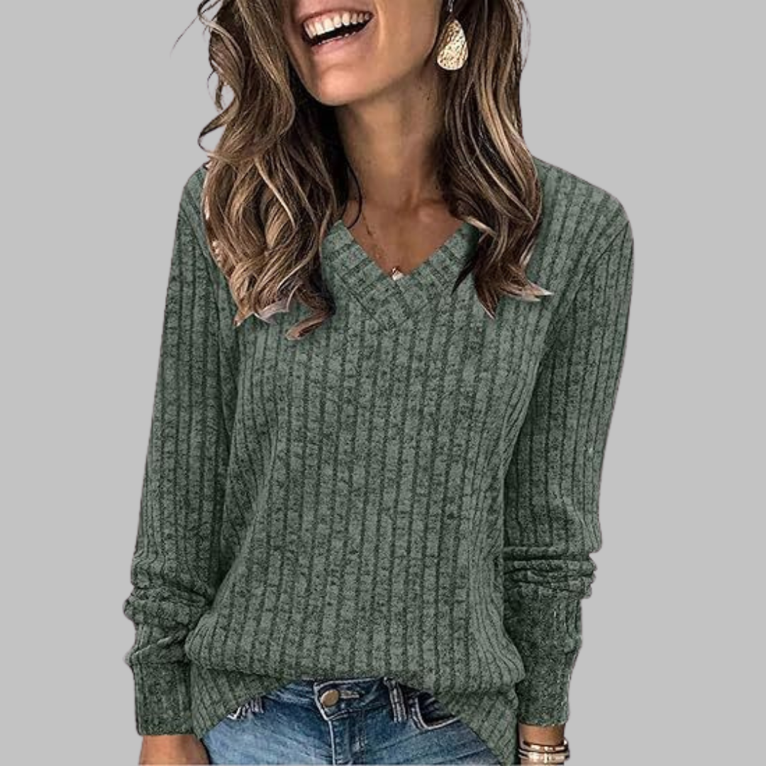Celeste | Soft V-Neck Long Sleeve Top