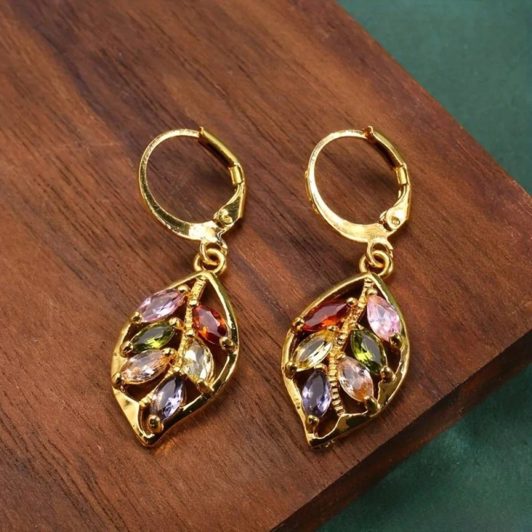 Lois | Vintage Gold Leaf Drop Earrings