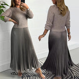 Pearl | Pleated Crew-Neck Midi Dress