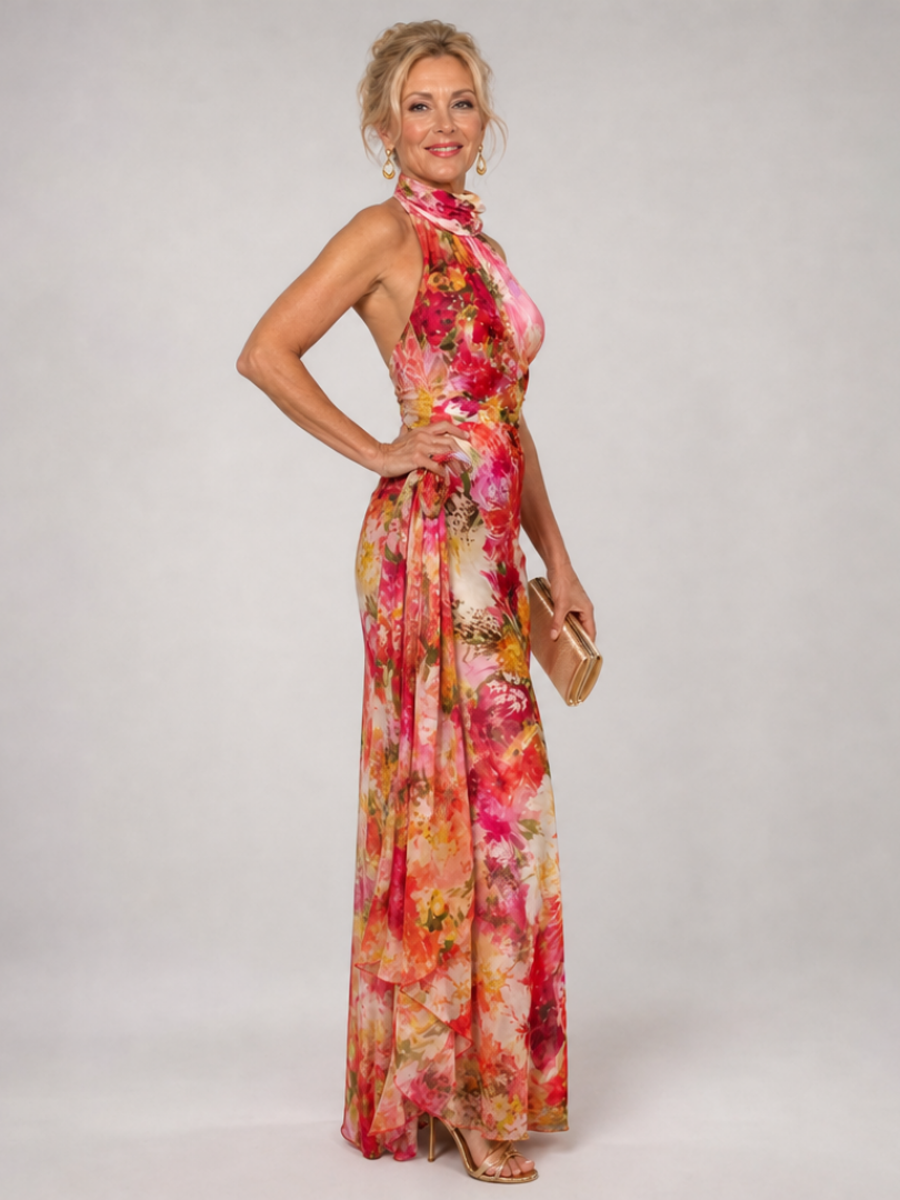 Hassie | Halter Neck Floral Maxi Dress