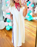 Maude | Striped Ribbon Trim Maxi Dress