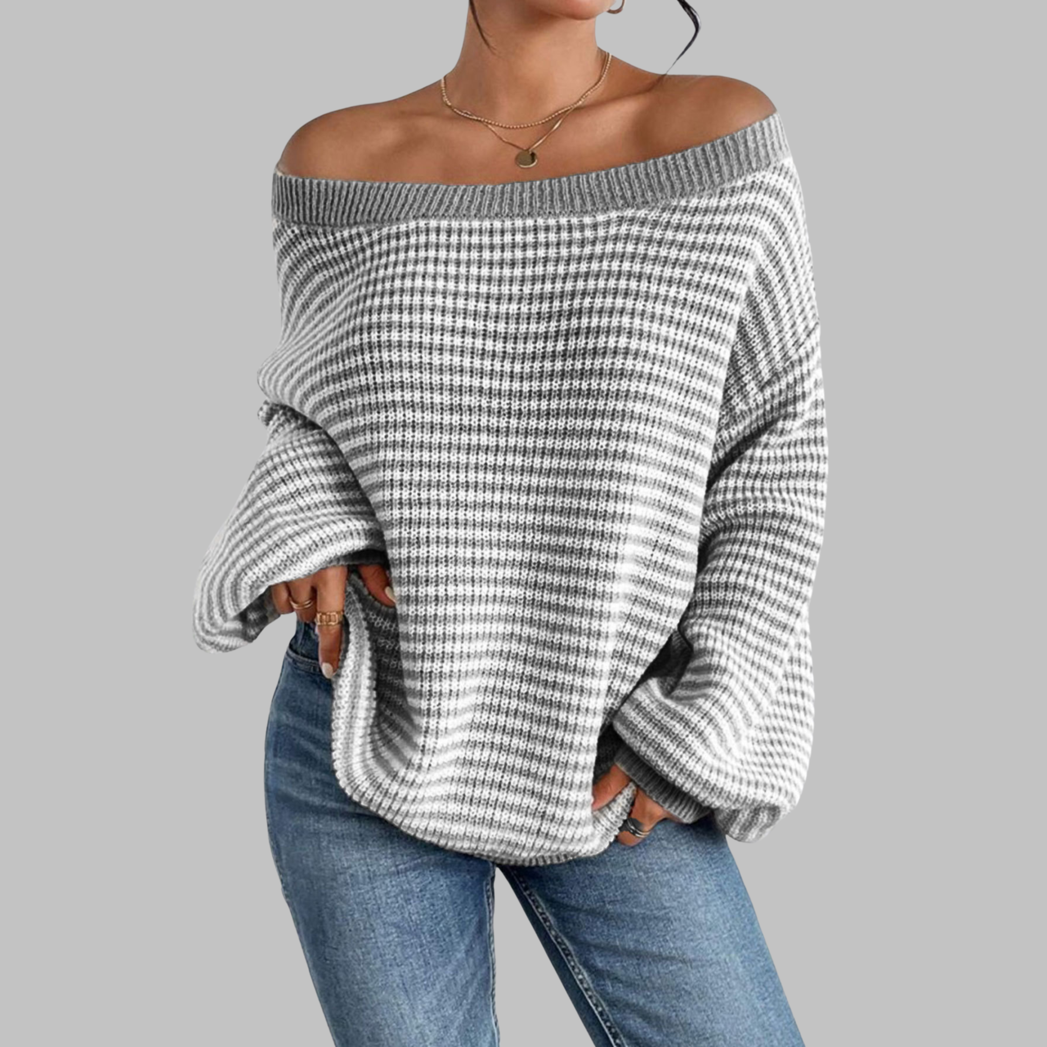 Camille | Striped Drop-Shoulder Knit Sweater