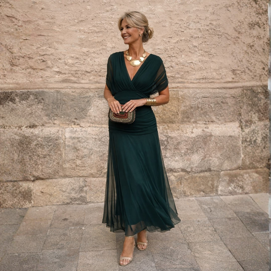 Brittany | Off-Shoulder Chiffon Mermaid Maxi Dress