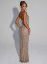 Helena | Sequin Sheer Panel Midi Dress