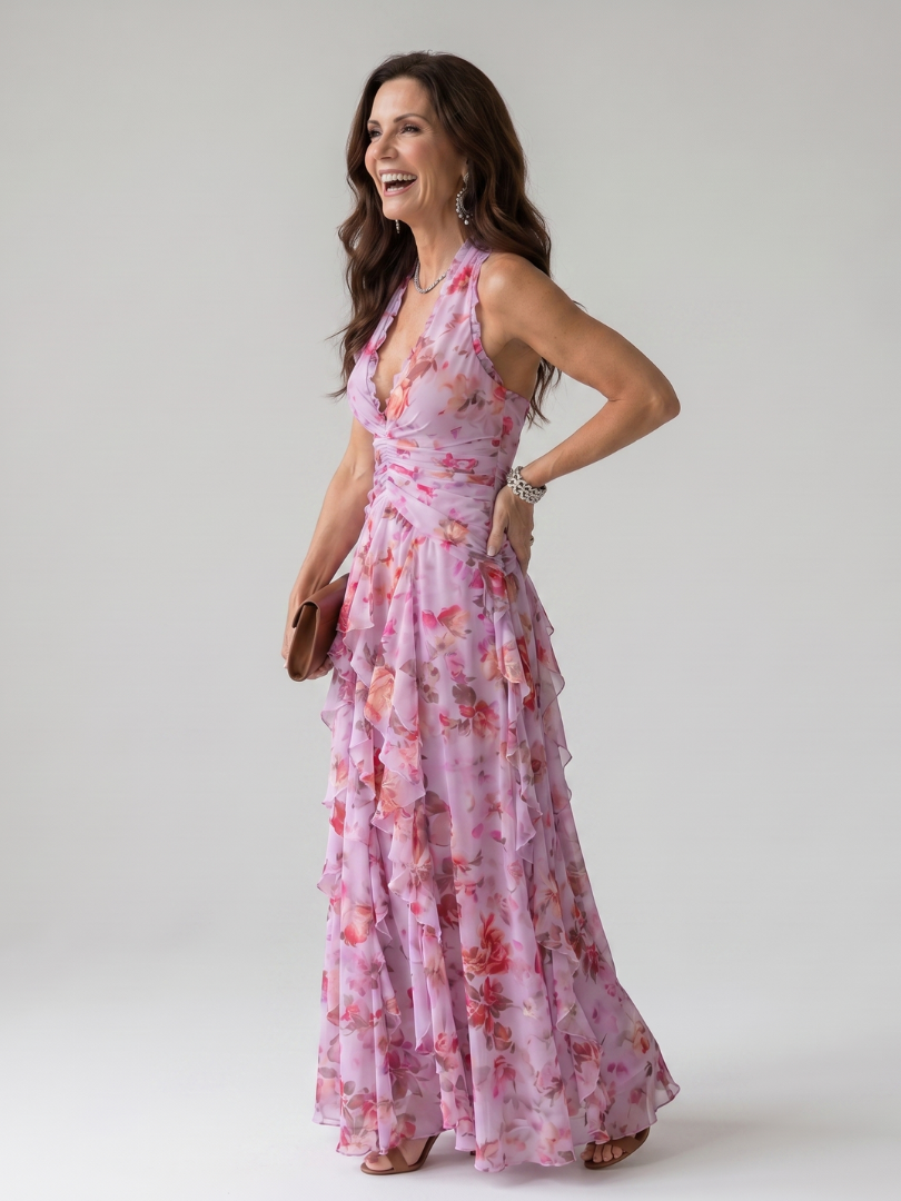 Leonora | Floral Halter Maxi Dress