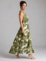 Iolanthe | Gathered Waist Abstract Print Midi Dress
