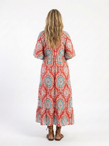 Zakia | Paisley-Print V-Neck Short-Sleeve Midi Dress