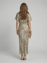 Christa | Abstract Print Wrap Midi Dress