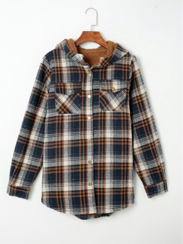 Vivienne | Sherpa-Lined Plaid Hooded Jacket