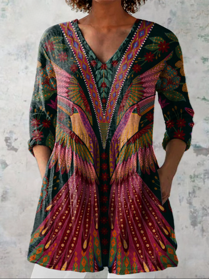 Gertrude | Long Flowing V-Neck Blouse