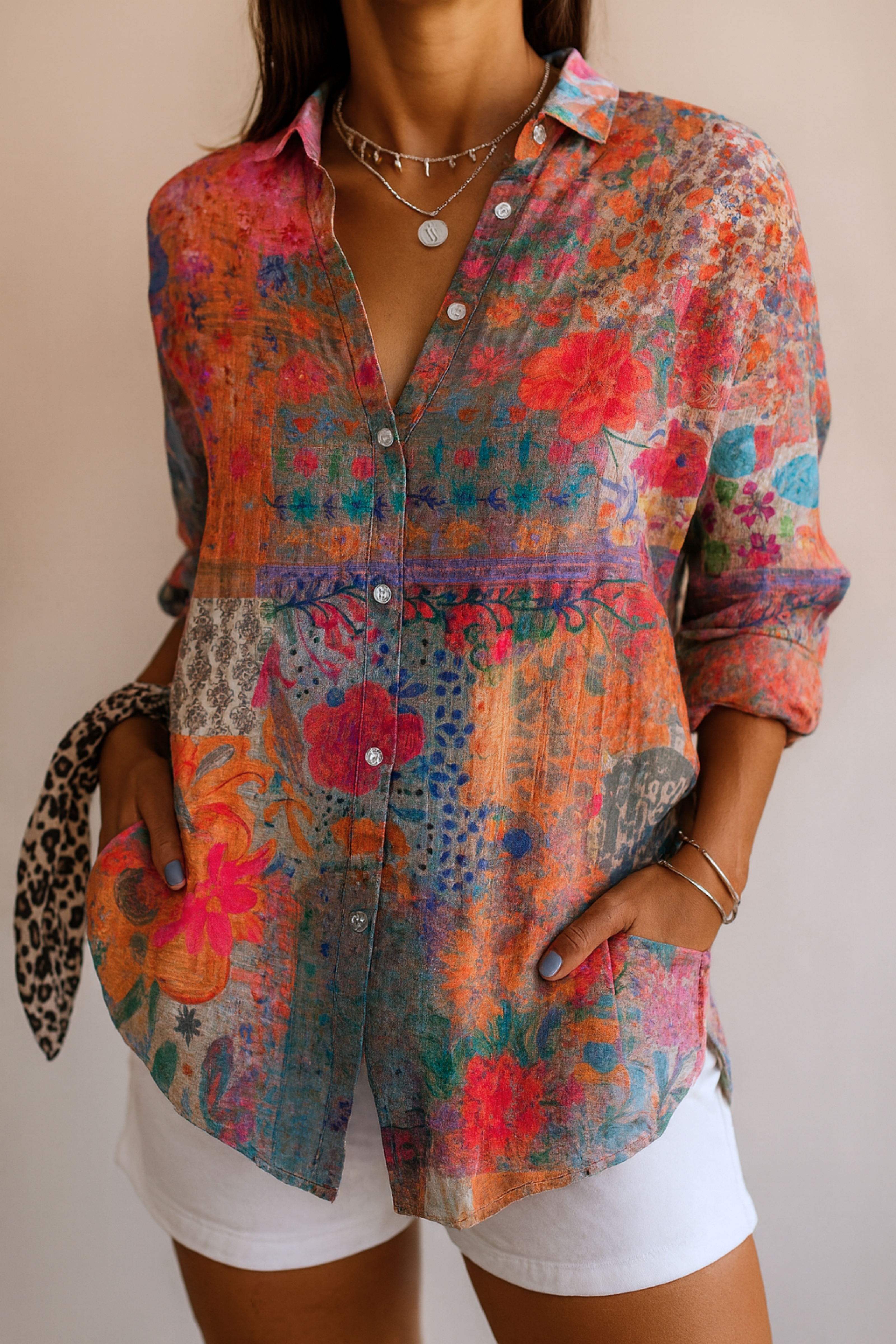 Margit | Colorful Pattern Blouse