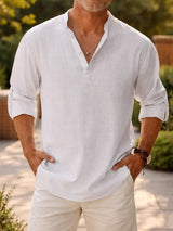 Norton | Collarless Cotton Shirt