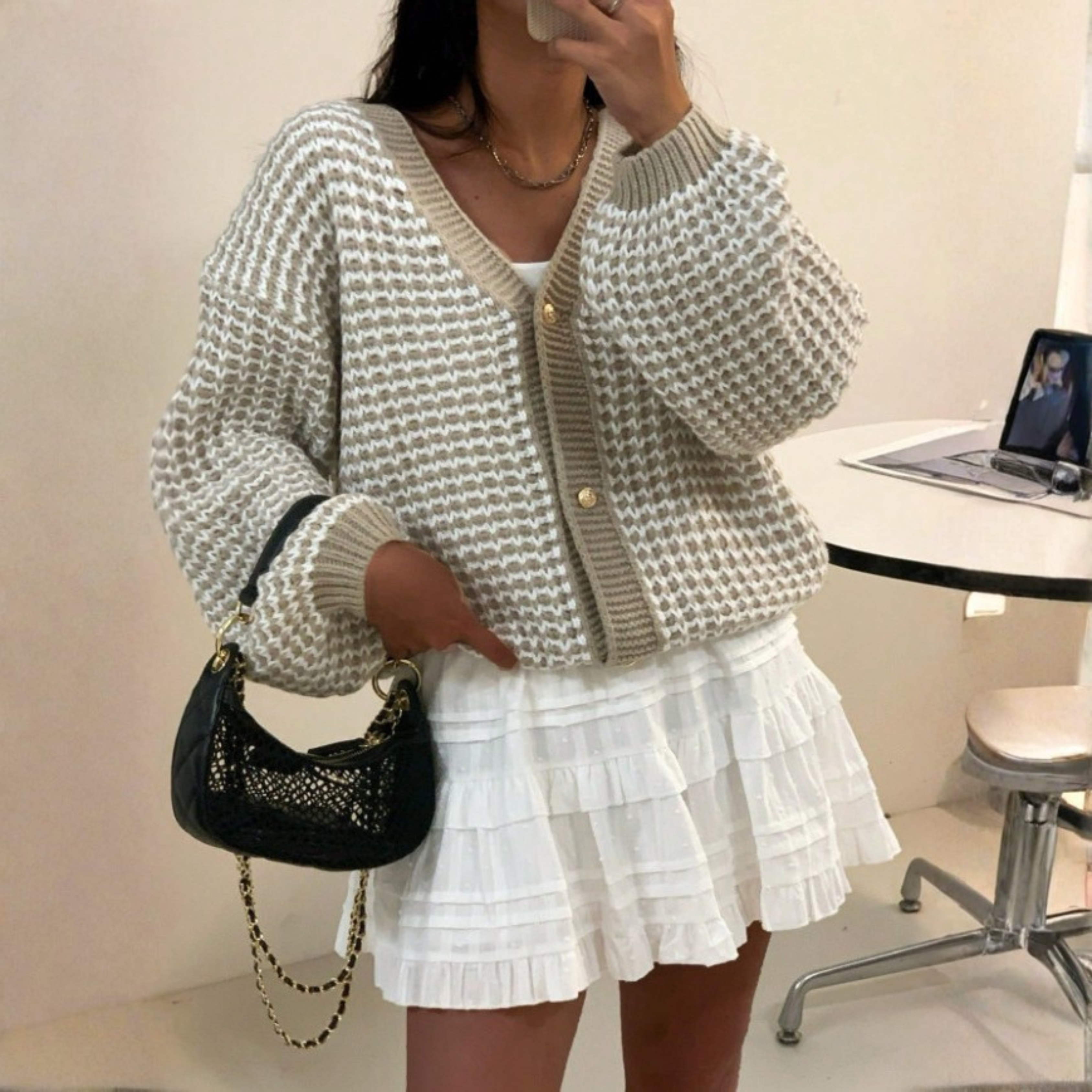 Camille | V-Neck Long Sleeve Knit Cardigan