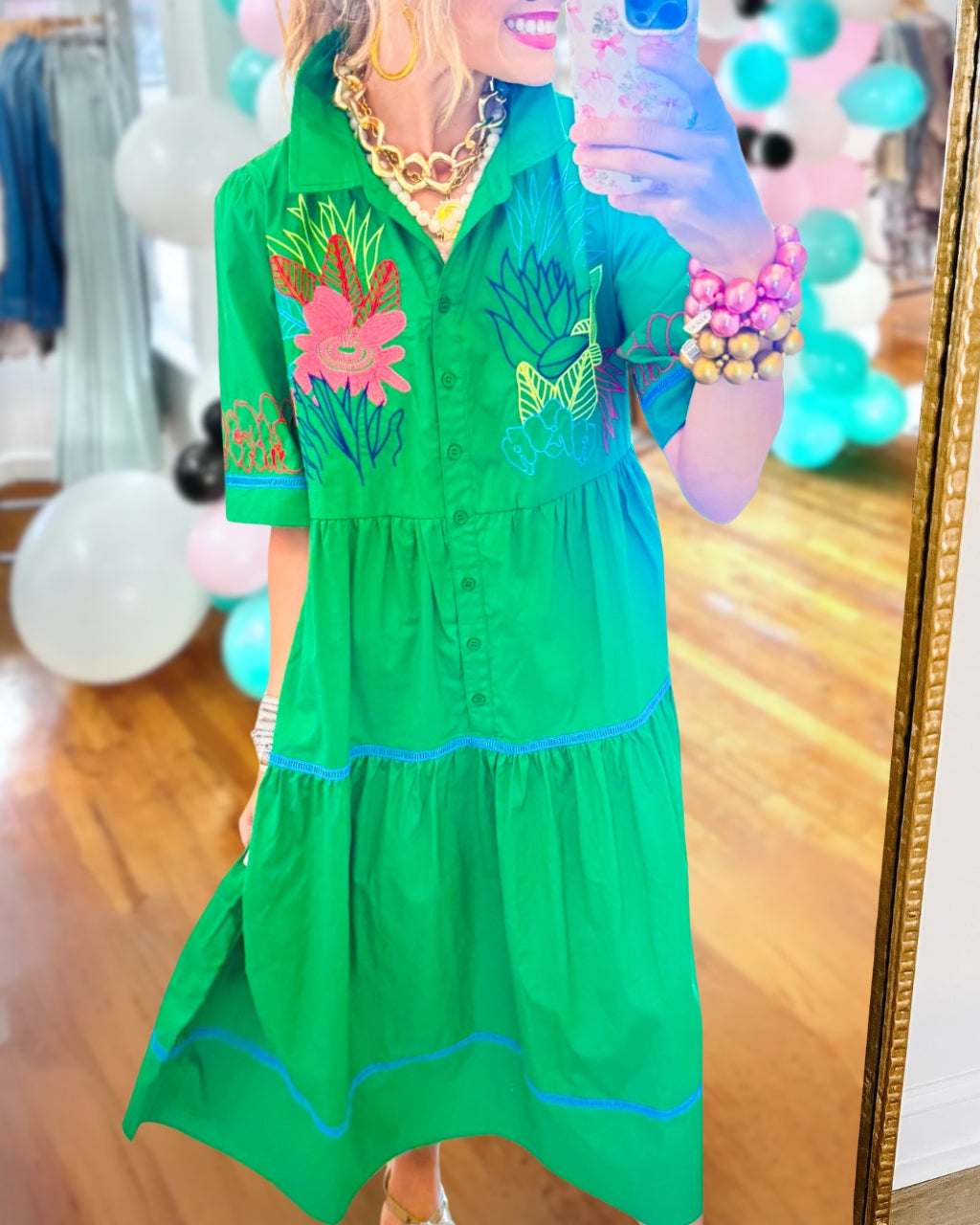 Amandeep | Floral Embroidered Midi Dress