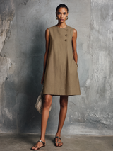 Vertie | Linen Round-Neck Mini Dress
