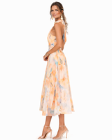 Zahra | Halter Neck Watercolor Maxi Dress