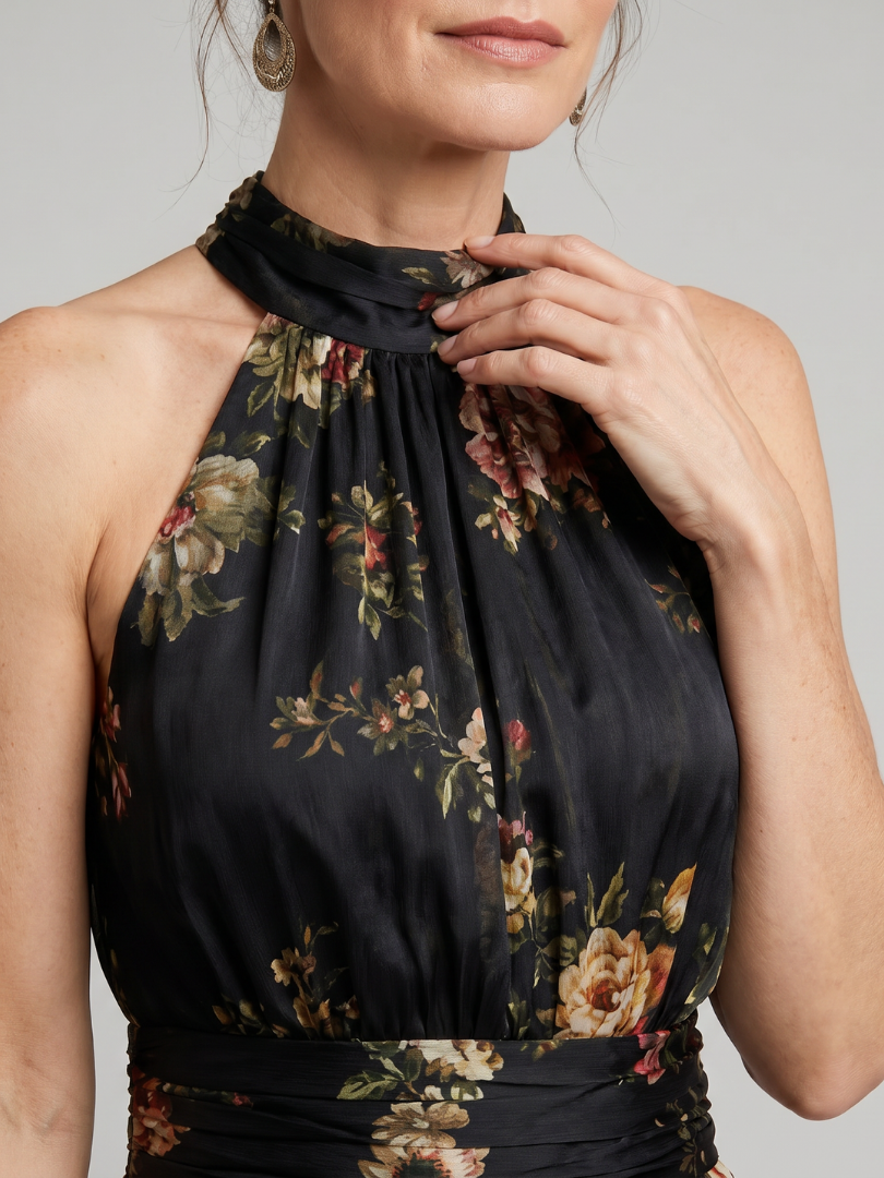Sabrina | Floral Halter Midi Dress