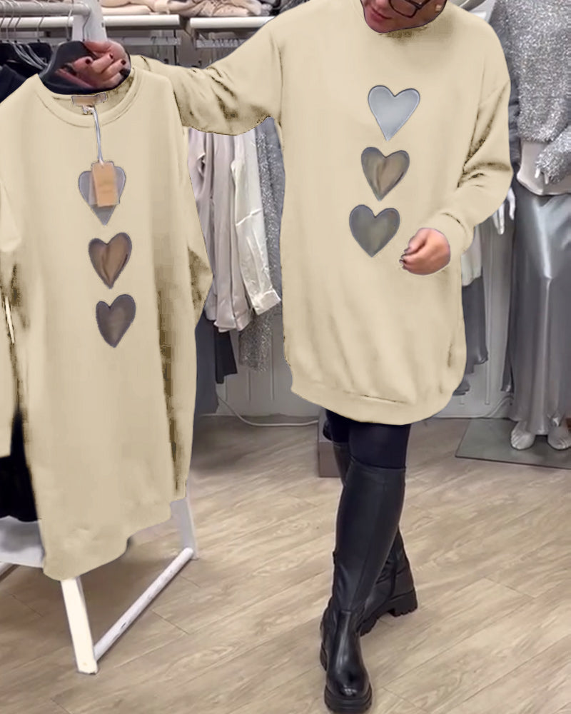 Briella | Heart Print Cozy Sweatshirt Dress