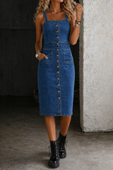 Yadira | Button-Front Denim Midi Dress