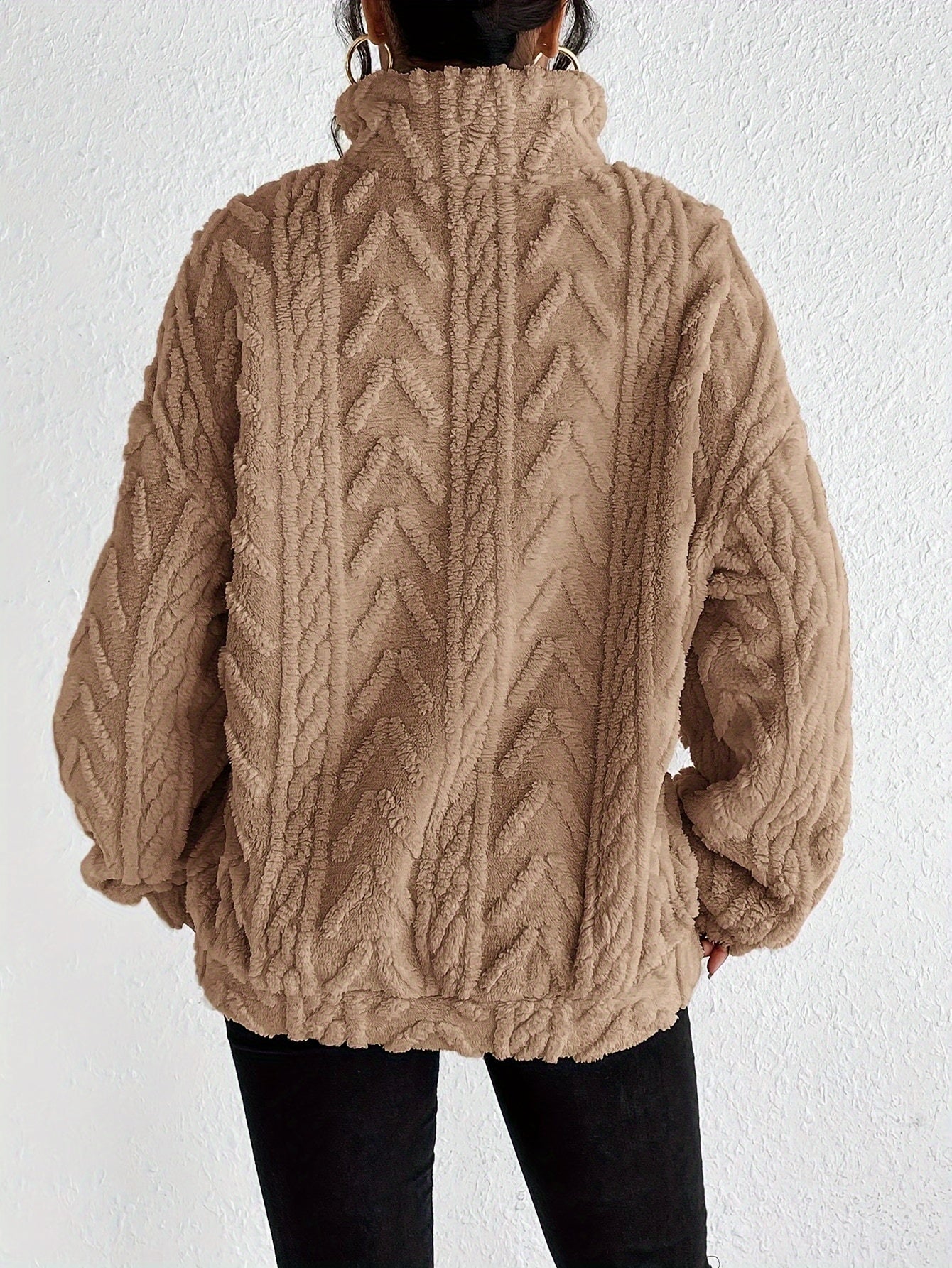 Elara | Cable-Knit Fleece Half-Zip Sweater
