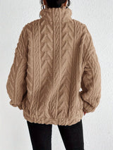 Elara | Cable-Knit Fleece Half-Zip Sweater
