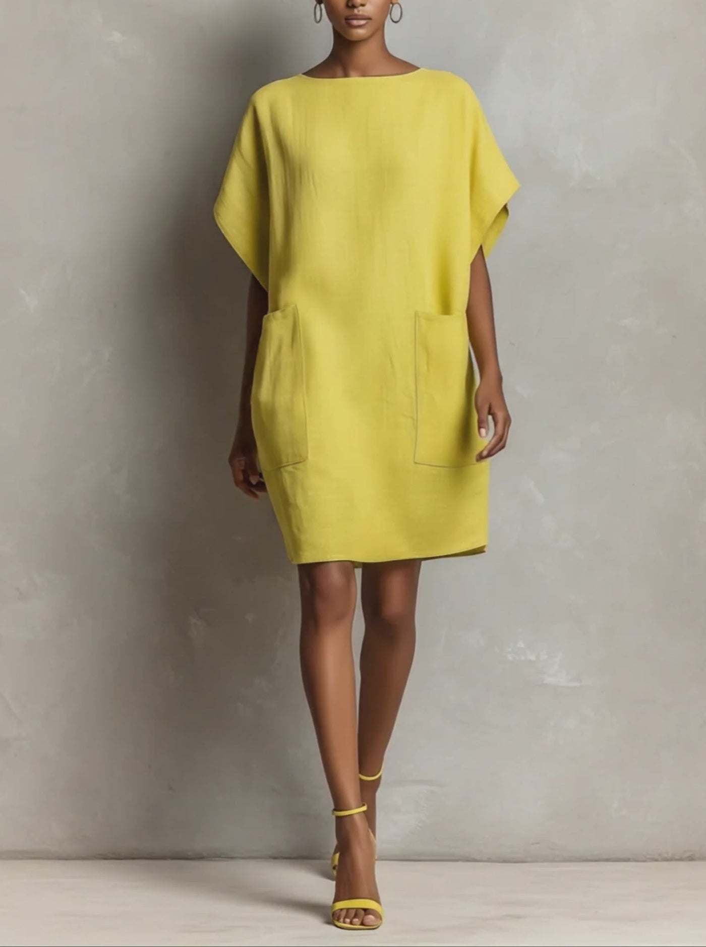 Shoshana | Lime Linen-Blend Mini Shift Dress